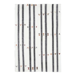 Vintage Turkish Hand-Knotted Wool Cotton White Kilim Area Rug For Sale