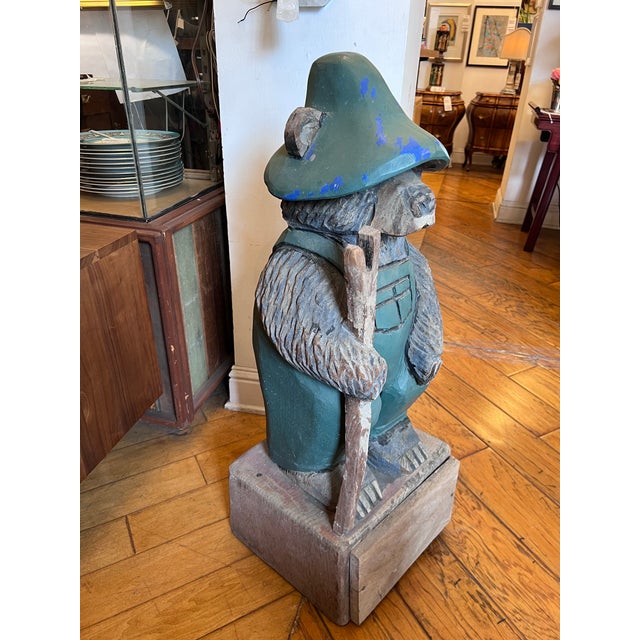 Rustic Hand Carved Mountain Bear Sculpture For Sale - Image 3 of 12