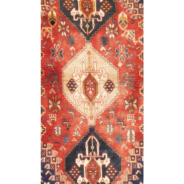 Red 1970s Hand-Knotted Persian Qashqai Rug 2'8" X 5'4" For Sale - Image 8 of 13