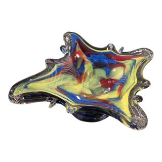 Mid 20th Century Italian Murano Style Sculptural Art Glass Bowl For Sale