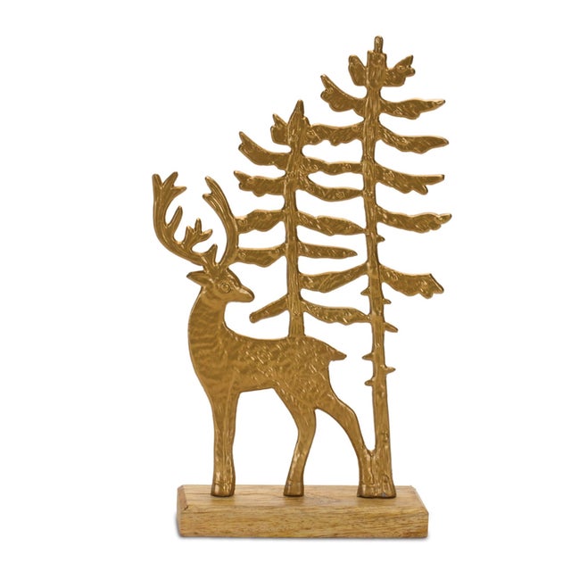 Bring the beauty of the winter wilderness into your home with the Gold Metal Woodland Deer Silhouette Decor. Designed to...