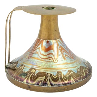 Art Noveau Austrian Colorful Candlestick in Glass from Johann Loetz Witwe, 1900s For Sale