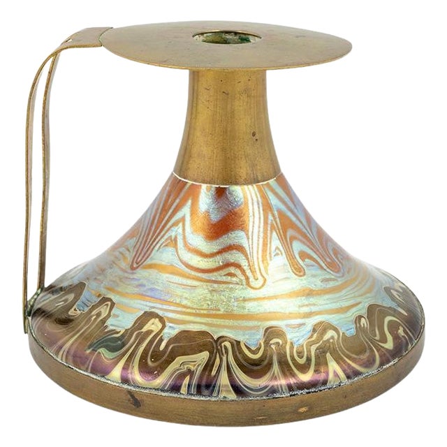 Art Noveau Austrian Colorful Candlestick in Glass from Johann Loetz Witwe, 1900s For Sale