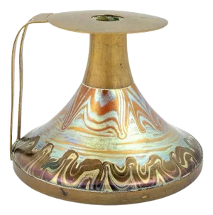 Art Noveau Austrian Colorful Candlestick in Glass from Johann Loetz Witwe, 1900s