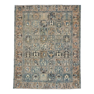 1970s Vintage Persian Handmade Wool Cotton Light Brown Area Rug For Sale