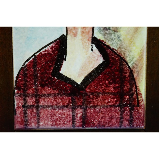 Vintage Ceramic Tile with Wooden Support, 1960s For Sale - Image 10 of 13