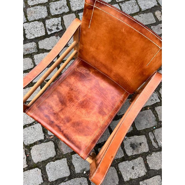 Safari Armchair with Cognac-Colored Leather Upholstery from Aage Bruun & Søn For Sale - Image 3 of 11