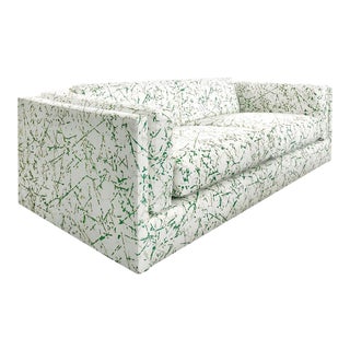 1970s Harvey Probber Sofa in Green Splatter Upholstery For Sale