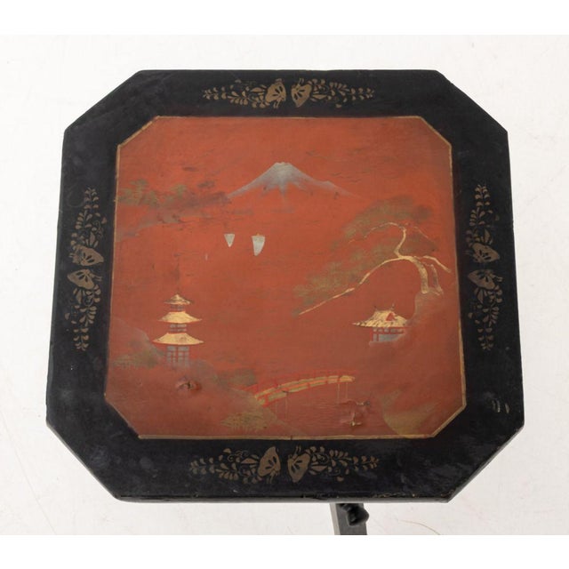 Japanese Japanese Ebonized and Paint-Decorated Tripod Table For Sale - Image 3 of 5