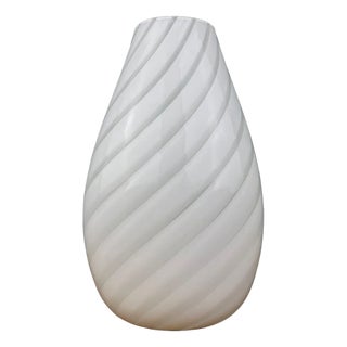 White Swirl Murano Glass Vase, Italy, 1980s For Sale