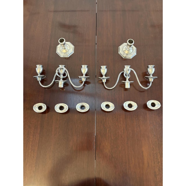 Antique Edwardian Silver Plated Candelabras, 1900, Set of 2 For Sale - Image 7 of 10