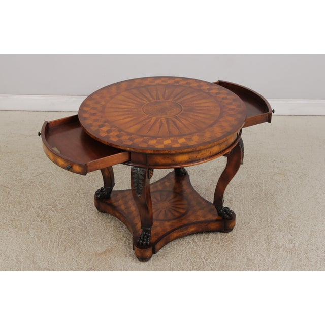 Theodore Alexander Theodore Alexander Round Sunburst 2 Drawer Center Table For Sale - Image 4 of 17
