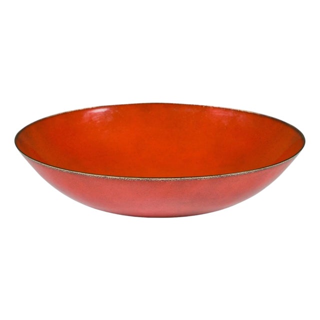 Jade Snow Wong Orange Enamel Copper Bowl For Sale
