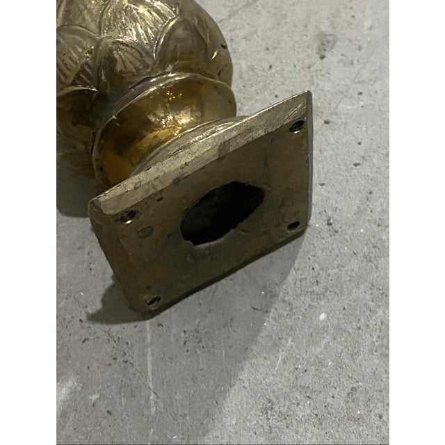 Italian Pair of Vintage Solid Bras Artichoke Decor Curtain Rod Finials For Sale - Image 3 of 5