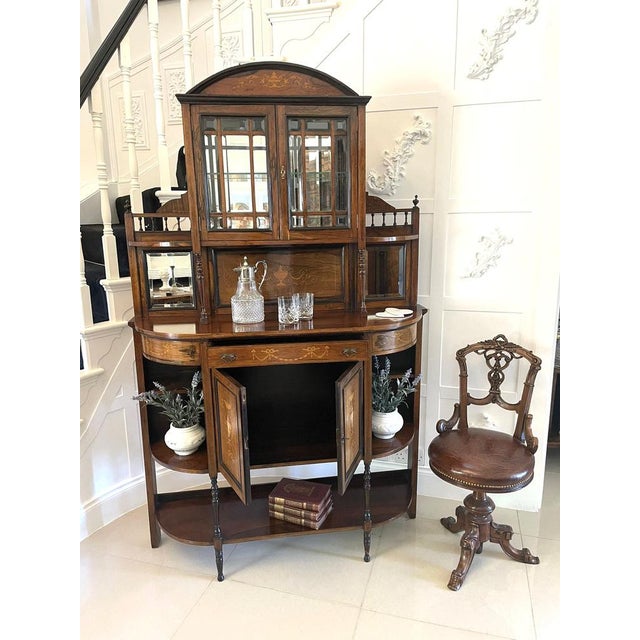 Antique Victorian Inlaid Rosewood Side Cabinet For Sale - Image 4 of 14