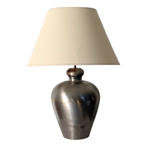 Modernist Mixed Metal Table Lamp, France, 1960s For Sale