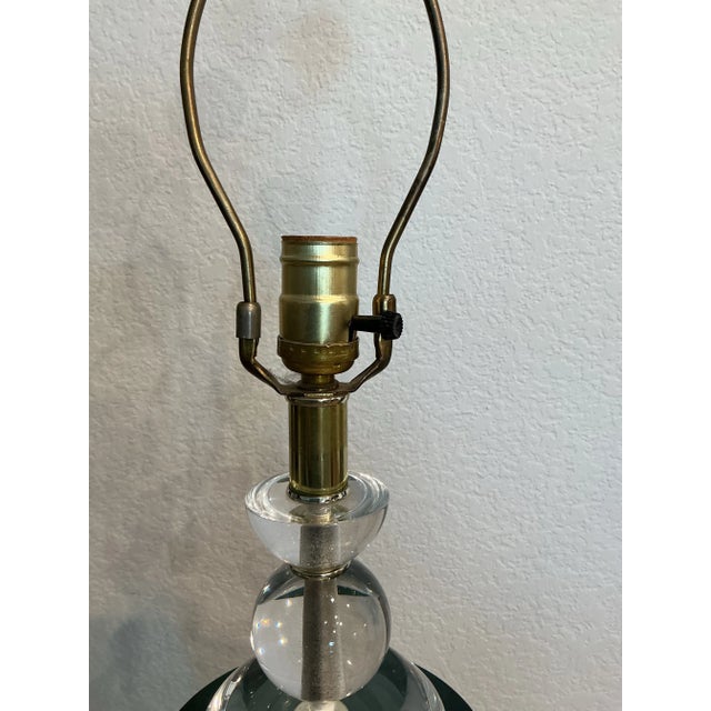 1970s Van Teal Mid-Century Modern Green, Black & Gold Lucite Table Lamp For Sale - Image 10 of 12
