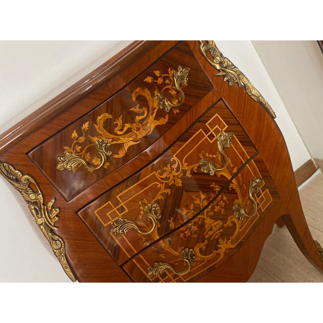 Art Nouveau Mid 20th Century Italian Inlaid Bedside Table For Sale - Image 3 of 12