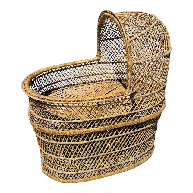 Vintage Domed Wicker Baby Bassinet For Sale