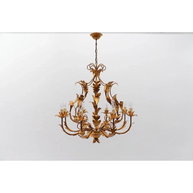 Mid-Century Modern Large Floral 8-Light Ceiling Lamp by Hans Kögl, Germany, 1970s For Sale - Image 3 of 11