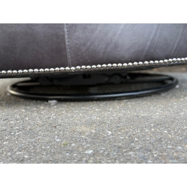 Charcoal 2010s Henredon Leather Swivel Chair For Sale - Image 8 of 12