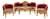 1970 French Artisan Louis XVI Gold Burgundy Sofa Set-3 Pc For Sale