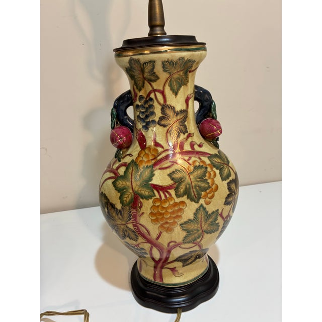 Tuscan Fruit & Vine Ceramic Urn Table Lamp — Italian Villa Mediterranean Vineyard Decor For Sale In Philadelphia - Image 6 of 12