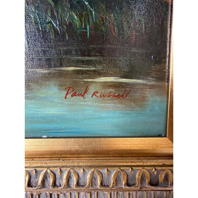 Vintage European Countryside River Landscape Oil Painting on Canvas – Framed For Sale - Image 13 of 17