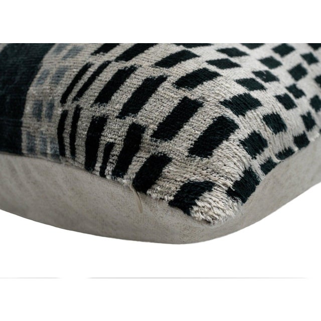 2020s Canvello Handmade Silk Velvet Throw Pillow With Down Feather Insert – Geometric Black and Grey Design - 24"x24" For Sale - Image 5 of 6