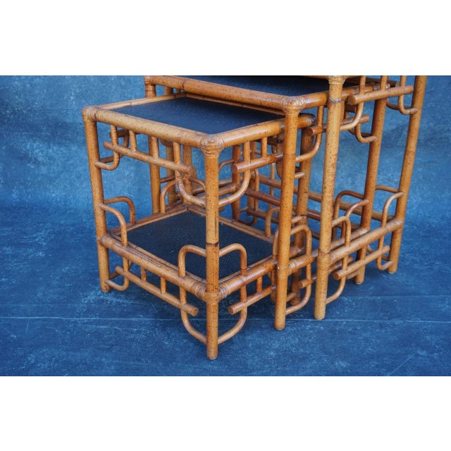 Antique Bamboo Ratan Nesting Tables For Sale - Image 4 of 10