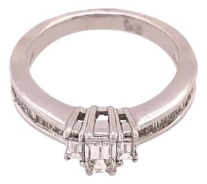 14 Karat White Gold Engagement Ring 0.75 Total Diamond Weight