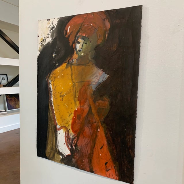 Amber "Young Pierrot" Painting on Paper by Phil Saxon For Sale - Image 8 of 10