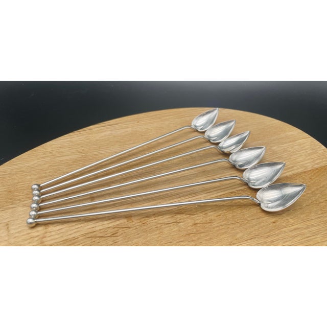 1920s Antique 1920s Wallace Sterling Silver Heart Shaped Sipping Spoon Set of 6 For Sale - Image 5 of 5