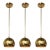 Set of 3 Mid-Century Rounded Brass Pendant Chandeliers W/ Circular Cutout Detail For Sale