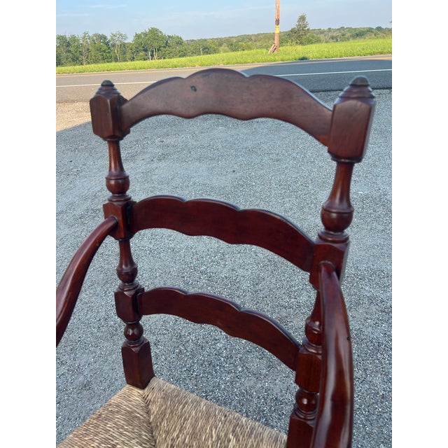 2000 - 2009 Vintage 19th Century Inspired English Ladderback Accent Chair For Sale - Image 5 of 11