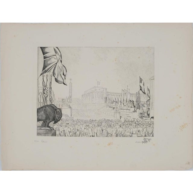 Jean Emile Laboureur, Les fontaines du Trocadéro, Etching For Sale - Image 11 of 11
