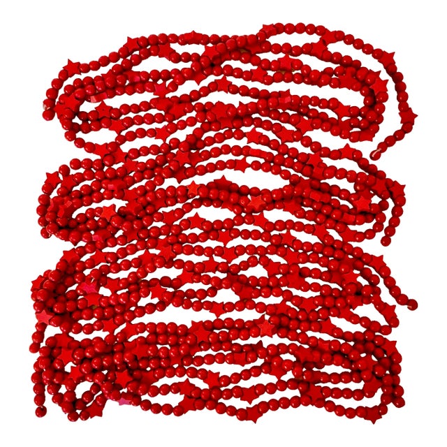 1950s Swedish Gustavian Arts & Crafts Wood Christmas Tree Garland - Set of 4/9’ Strings, 36' Total For Sale