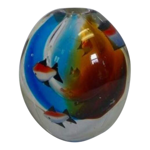 1960s Rare Murano Pen Holder Paperweight Aquarium Fish Hand Blown Glass Tropical Collect