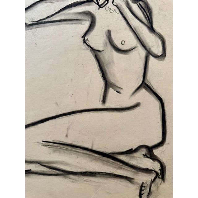 Rustic 1950s Henry Emil Salloch Original Drawing on Paper Female Nude Life Study. For Sale - Image 3 of 6