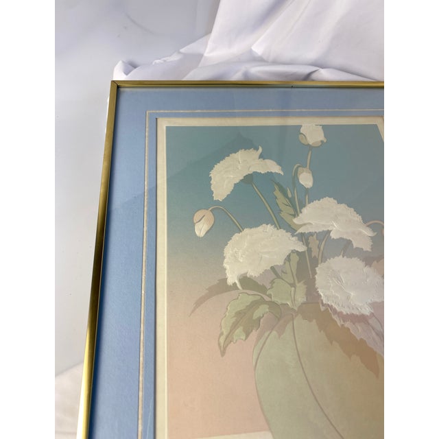 1980s 1980s Embossed Floral Serigraph "Carnations" by David Allgood For Sale - Image 5 of 10