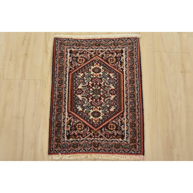 Farmhouse Bidjar Rug 1’5” X 1’10” Ivory Wool Vintage Traditional Hand-Knotted Carpet For Sale - Image 3 of 6