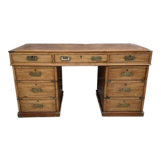 Rare 19th Century American Mahogany Leather Top Campaign Desk For Sale