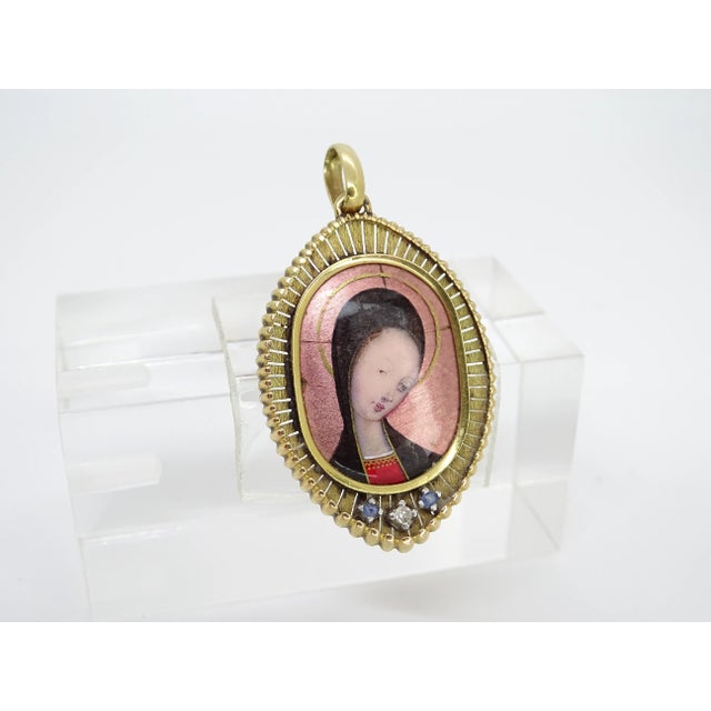Vintage French 18k Gold and Enamel Pendant, 1900 For Sale - Image 17 of 18