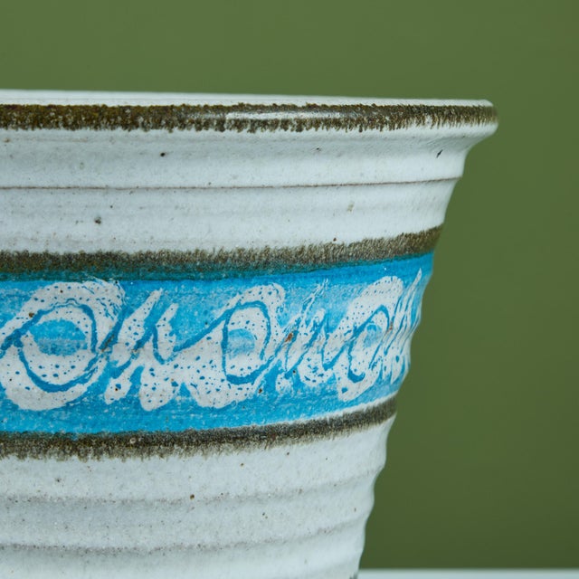 Hand Thrown Glazed Planter with Water Catch For Sale - Image 11 of 11
