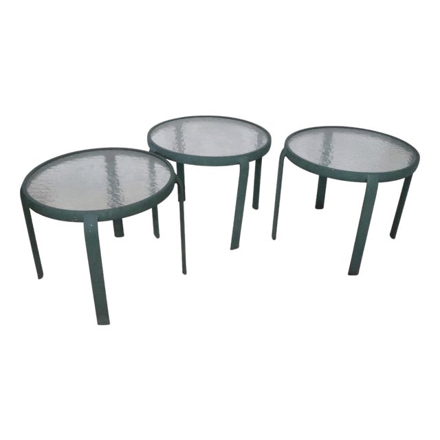 Set of Three Vintage Stacking Garden Patio Poolside Tables C. 1970/80's For Sale