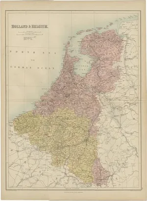 Antique Map of the Netherlands and Belgium by A & C. Black, 1870s