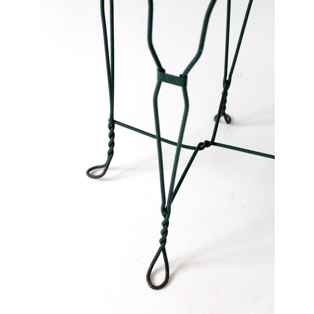 Vintage Mid-Century Wrought Iron Bistro Table With Wood Top For Sale - Image 9 of 13
