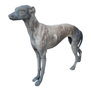 Vintage Cast Lead Greyhound / Whippet Garden Statue For Sale
