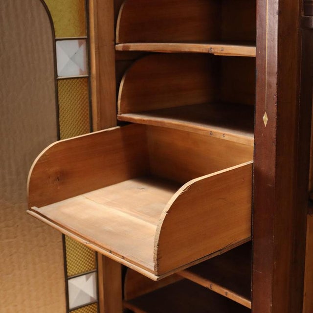 Wood Mahogany Office Cabinet with Stained Glass For Sale - Image 7 of 12