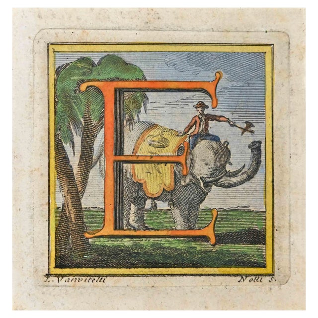 Luigi Vanvitelli, Letter of the Alphabet: E, Etching, 18th Century For Sale